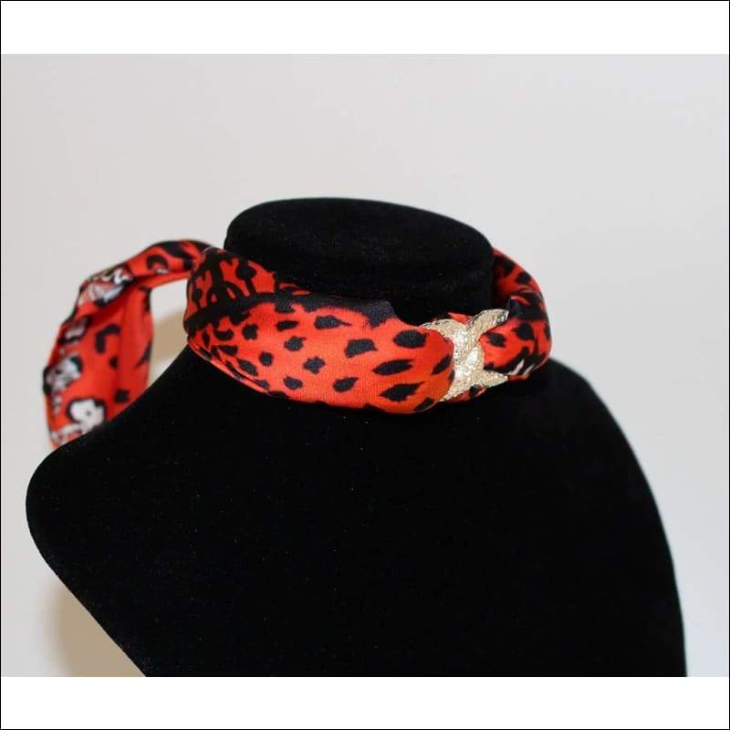 Orange Leopard Choker Necklace - Gold - Chokers - Necklaces