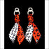 Orange Leopard silk tie earring