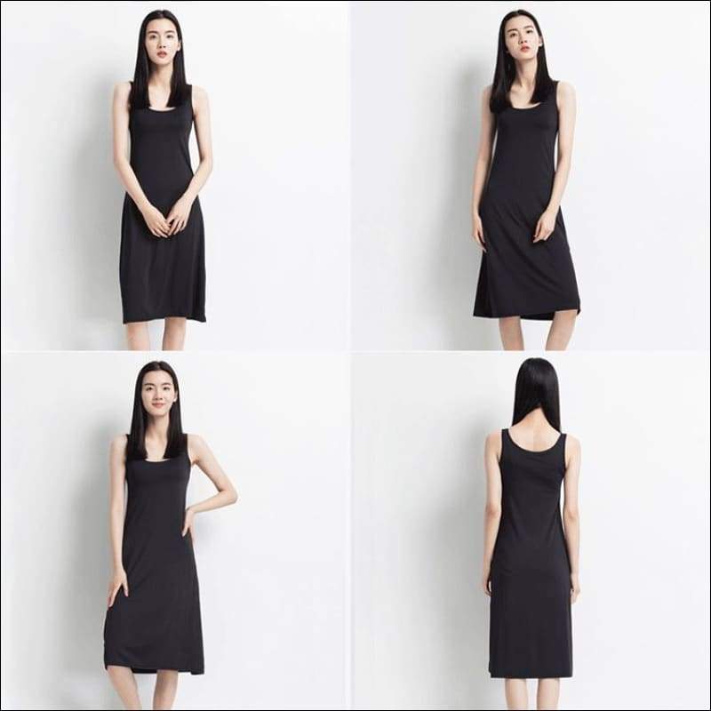 Padded Casul Sleeveless Cotton Bottoming Long Skirt - 