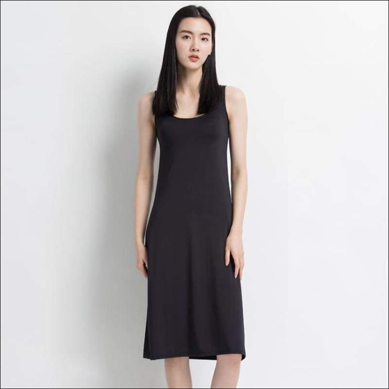 Padded Casul Sleeveless Cotton Bottoming Long Skirt - M / 