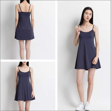 Padded Solid Color Cotton Long Camisole