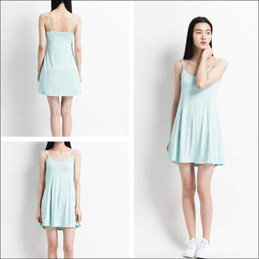 Padded Solid Color Cotton Long Camisole