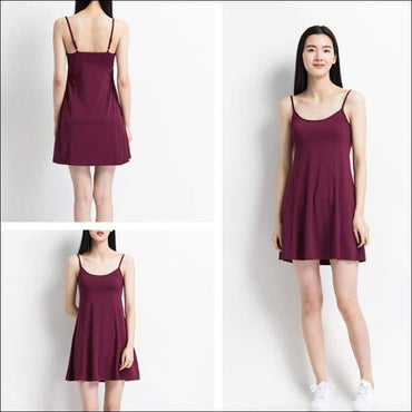 Padded Solid Color Cotton Long Camisole