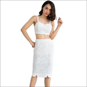 Party Club Set Solid Color Crop Top And Tight Skirt