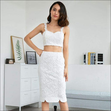 Party Club Set Solid Color Crop Top And Tight Skirt