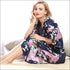 Peacock Print Loose Pattern Silk Pajamas Robe