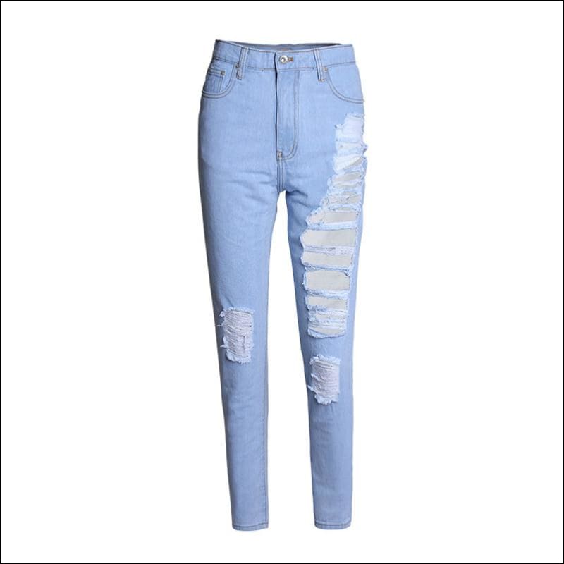 Personalized Ripped Design Loose Cropped Straight Jeans - XS