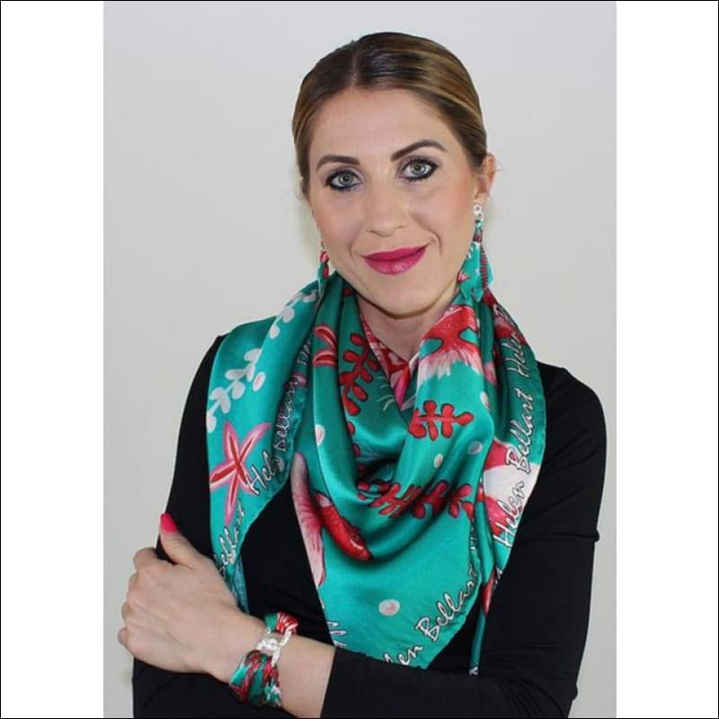 Pink Seahorse silk scarf 110 x 110 cm - Silk Scarves