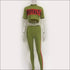 Plaid Letter Print Crop Top And Skinny Pants Two-piece Set