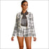 Plaid Pattern Cropped Cardigan Shorts Two Pieces Set
