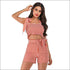 Plaid Print Ruffled Cropped Camisole Lace-up Shorts Two-piece Set