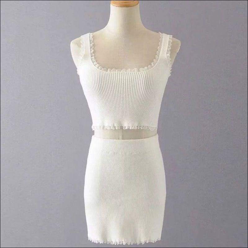 Plain Color Classic Rib-knit Lace Fringed Stretchy - M / 