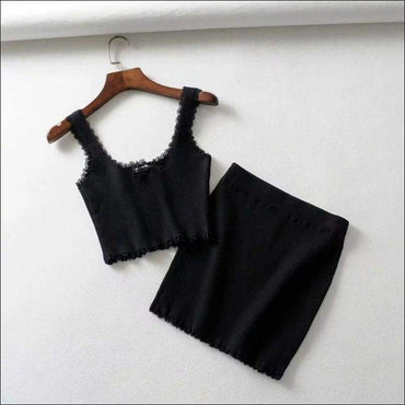 Plain Color Classic Rib-knit Lace Fringed Stretchy