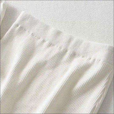 Plain Color Classic Rib-knit Lace Fringed Stretchy