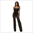Plain Lace Long Sleeve Cardigan Tube Top Flare Pants Three-piece Set