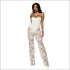 Plain Lace Long Sleeve Cardigan Tube Top Flare Pants Three-piece Set