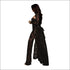 Plain Lace Long Sleeve Cardigan Tube Top Flare Pants Three-piece Set