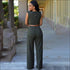 Plain Pattern Sleeveless Wide-leg Wrapped Jumpsuits
