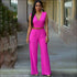 Plain Pattern Sleeveless Wide-leg Wrapped Jumpsuits