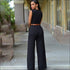 Plain Pattern Sleeveless Wide-leg Wrapped Jumpsuits