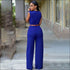 Plain Pattern Sleeveless Wide-leg Wrapped Jumpsuits
