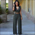 Plain Pattern Sleeveless Wide-leg Wrapped Jumpsuits