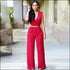 Plain Pattern Sleeveless Wide-leg Wrapped Jumpsuits