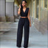 Plain Pattern Sleeveless Wide-leg Wrapped Jumpsuits