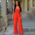 Plain Pattern Sleeveless Wide-leg Wrapped Jumpsuits