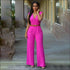 Plain Pattern Sleeveless Wide-leg Wrapped Jumpsuits