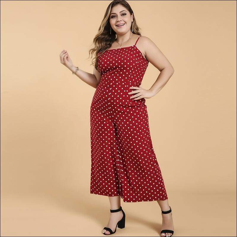 Plus Size Back Lace-up Sleeveless Polka Dot Printed 