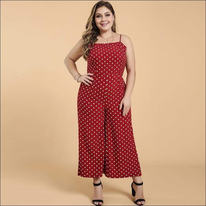 Plus Size Back Lace-up Sleeveless Polka Dot Printed 