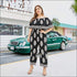 Plus Size Cool-shoulder Floral Print Defined Waist Jumpsuits