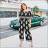Plus Size Cool-shoulder Floral Print Defined Waist Jumpsuits