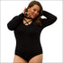 Plus Size Cross Neckline Design Long-Sleeve Bodysuits