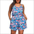 Plus Size Flower Print Defined Waist Sling Rompers