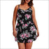 Plus Size Flower Print Defined Waist Sling Rompers