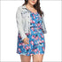 Plus Size Flower Print Defined Waist Sling Rompers