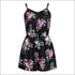 Plus Size Flower Print Defined Waist Sling Rompers