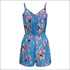 Plus Size Flower Print Defined Waist Sling Rompers