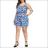 Plus Size Flower Print Defined Waist Sling Rompers