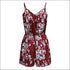 Plus Size Flower Print Defined Waist Sling Rompers