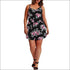 Plus Size Flower Print Defined Waist Sling Rompers