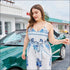 Plus Size Lace-up Print Sling Jumpsuits