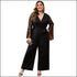Plus Size Lace-up V-neck Flare Sleeve Jumpsuits