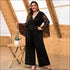 Plus Size Lace-up V-neck Flare Sleeve Jumpsuits