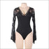 Plus Size Lace V-neck Flare Long-sleeve Bodysuits