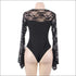 Plus Size Lace V-neck Flare Long-sleeve Bodysuits