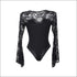 Plus Size Lace V-neck Flare Long-sleeve Bodysuits