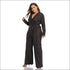 Plus Size Plaid V-neck Long Sleeve Lace-up Jumpsuits